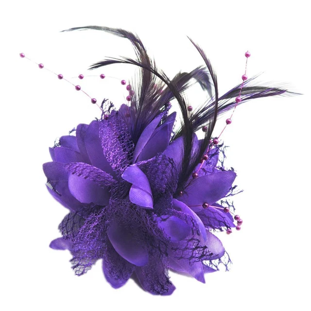 Pearl Silk Feather Flower para corsé, broche, muñeca, fascinador