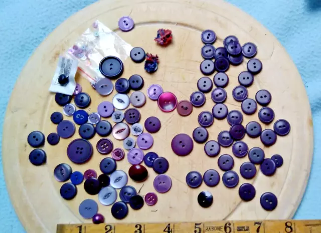 mixed vintage buttons shades of purple job lot sewing craft