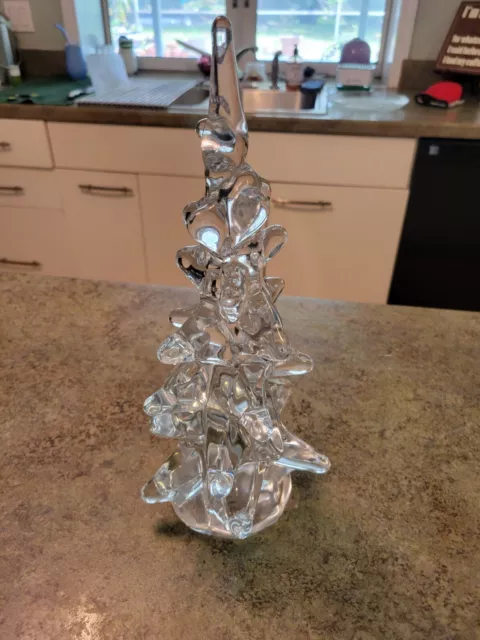 Beautiful 12.75" Drip Crystal Glass Christmas Tree Sculpture Signed DAUM France
