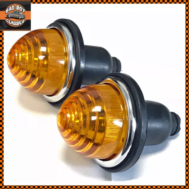 x2 Universal Lucas Style Amber indicator Lamps Lights CLASSIC / KIT CAR