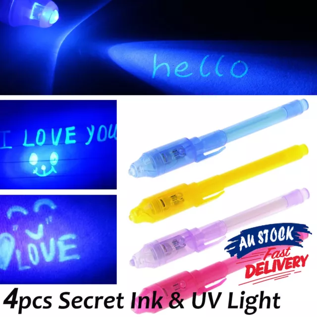 4 Colors Kids Gift Light Secret Messages ink UV Invisible Pen Party Magic Spy