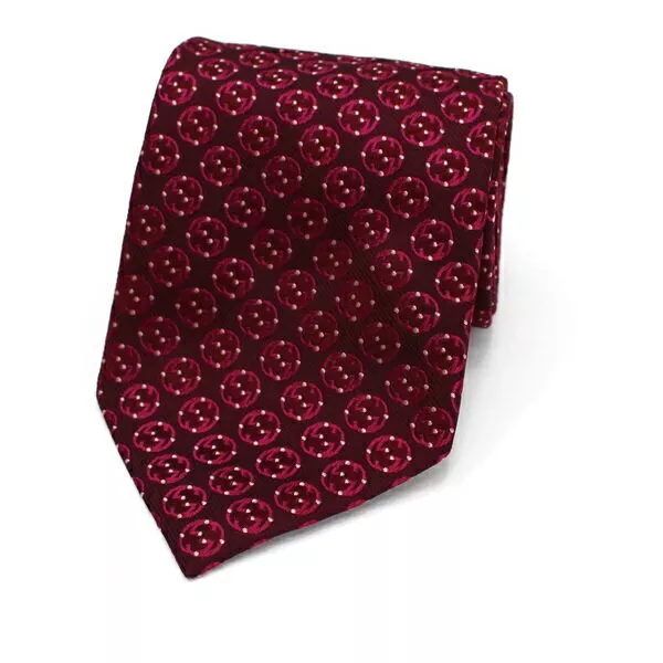 Authentic Gucci Tie GG Logo Pattern Men's Necktie 100% Silk Pink Purple no box