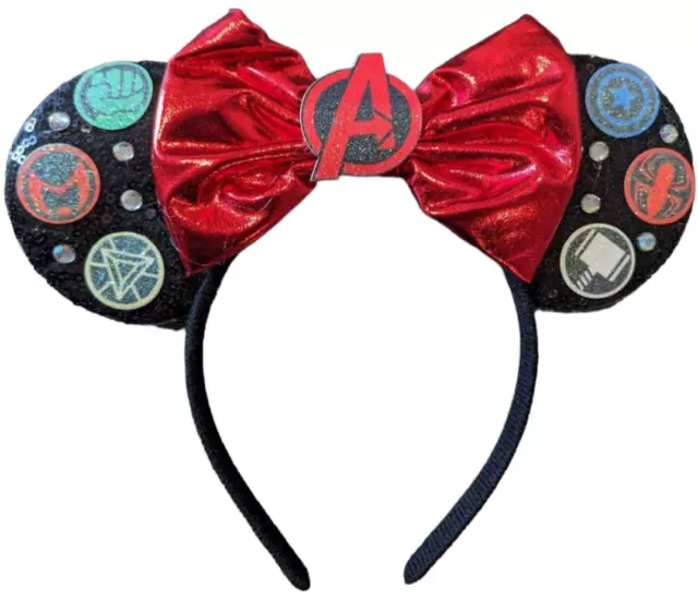Avengers Minnie Mouse Sparkle Mickey Ears Marvel Avengers Bow HANDMADE