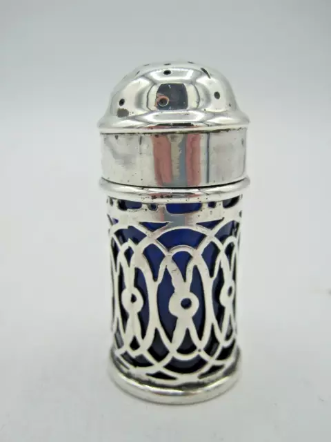 Antique Solid Silver Pepperette +Blue Liner.  B'hm. 1903. Perfect.