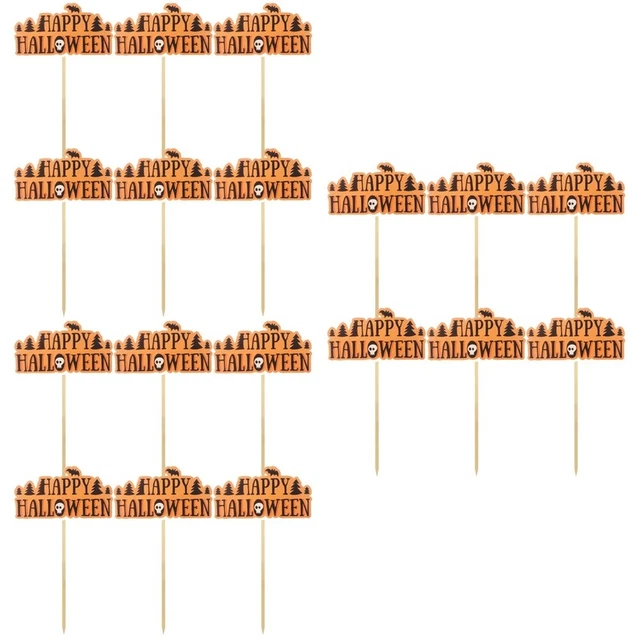 3x Fiesta de Halloween Entrega Murciélago Cupcake Topper Feliz Halloween Cupcake Topper