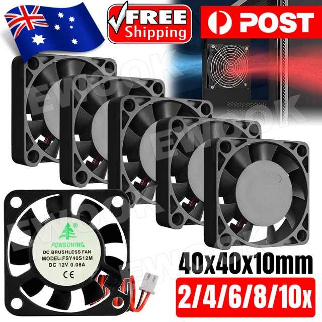 2X/10X Brushless Silent Compute Fan 40x40x10mm DC 12V PC Case Cooling Fans Black