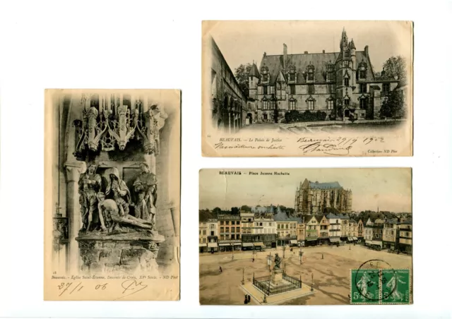 CPA 60 Oise Beauvais Lot of 3 Antique Postcards
