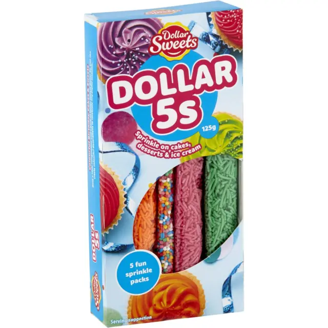 Dollar Sweets Assorted Flavours Sprinkles Cake Decorating Topping 125g