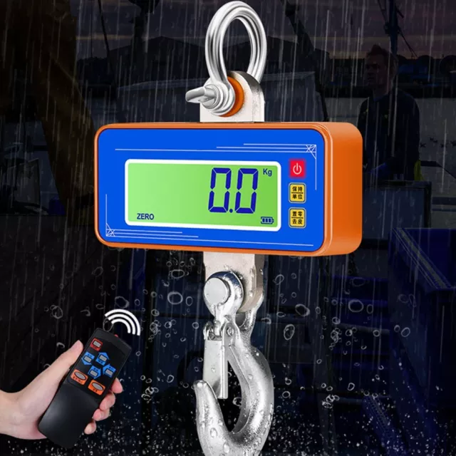 Electronic Crane Hook Scale 1000kg Upgraded Waterproof Design LED/LCD Display