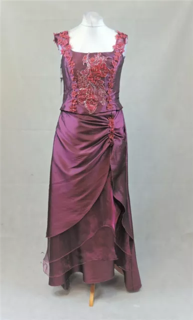 Cherlone SATIN LANG Spitze Abschlussball Brautjungfer Kleid Größe UK 12/14 NH191 MM 08