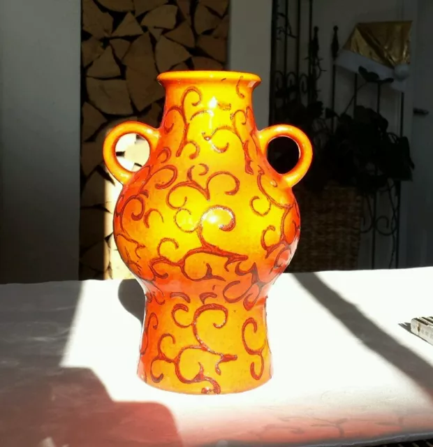 Ausgefallene Vase, 25cm  Dümler & Breiden, 70er Jahre 302/25 Fat Lava