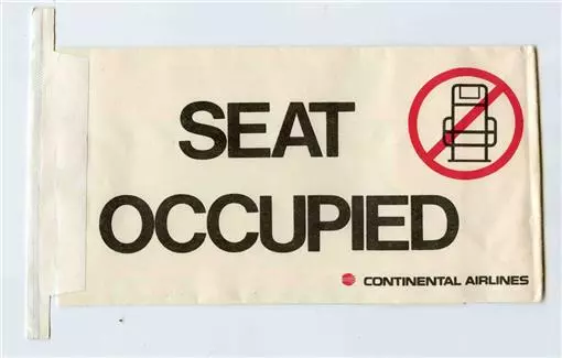Continental Airlines Unused Motion Discomfort / Barf Bag / Seat Occupied