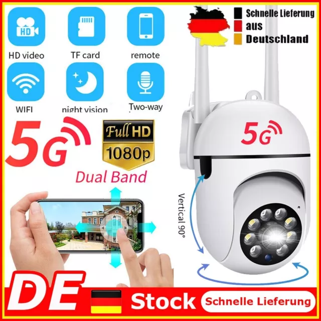 360° 5G HD FUNK WLAN WIFI IP NETZWERK CAMERA Outdoor AUßEN ÜBERWACHUNGSKAMERA DE