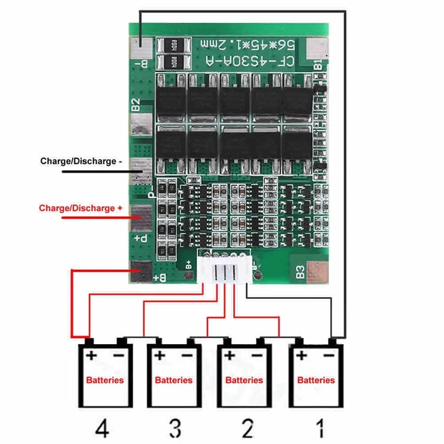 4S 14.8V 30A BMS PCB Protection Board 18650 Li-ion Battery Cell Balance ...
