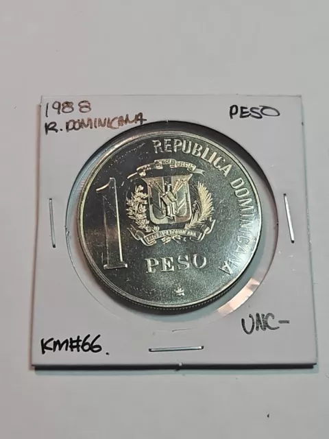 1988 Republica Dominicana 1 Peso UNCIRCULATED#555