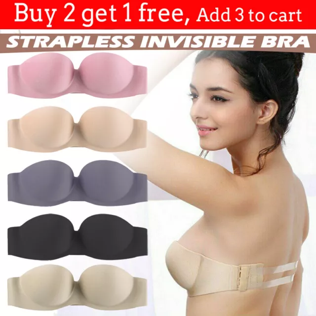 New Transparent Invisible Multiway Clear Back Strap Women Strapless Push Up  Bras