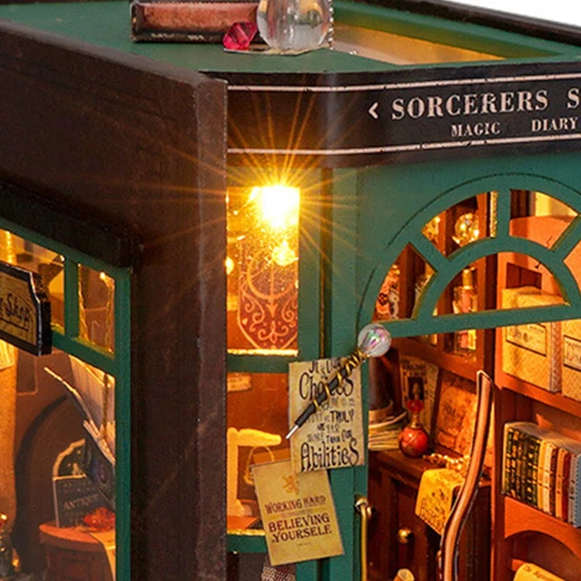 DIY MINIATURE BOOKEND Kits Bookshelf Insert Decor Wooden Puzzle £23.38