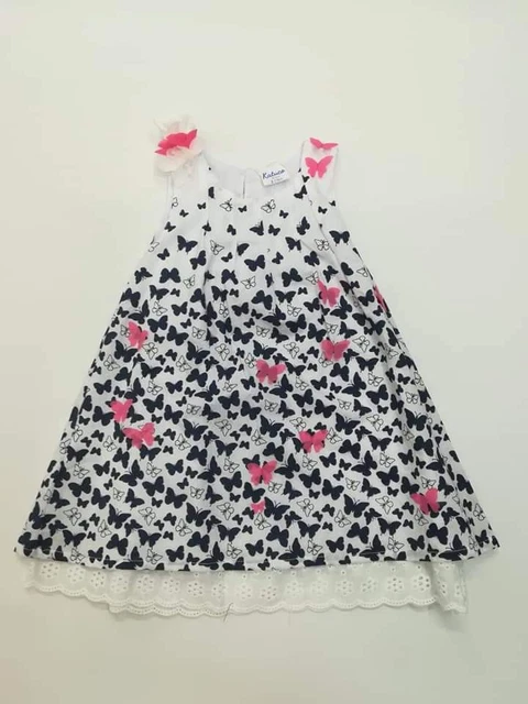Vestito Con Farfalline Estivo Bimba 3-4-5-6-8 Anni Scontato 30%