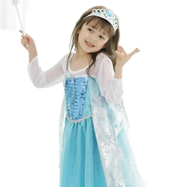 Costume Abito Elsa Bambine Frozen Principessa Anna Abiti da Festa Fantasioso Cosplay 7