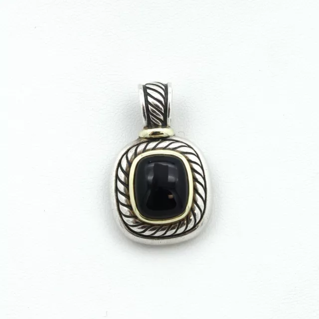 David Yurman Albion Sterling Silver 14k Gold Black Onyx Hinge Pendant #S988-4