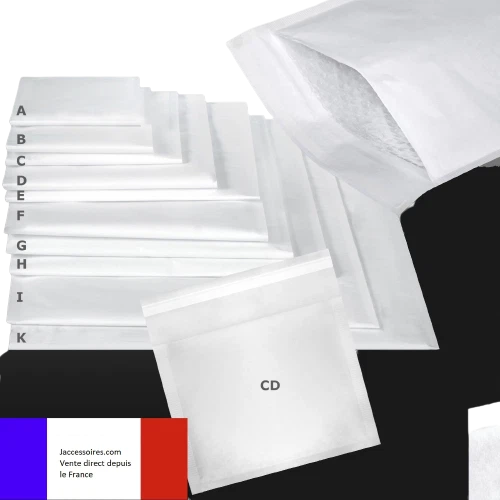 Lot De 50 Enveloppes à Bulles Kraft Blanc - 17x22,5 Cm, 70g, Fermeture Autocollante, Pour Envois Postaux - 12