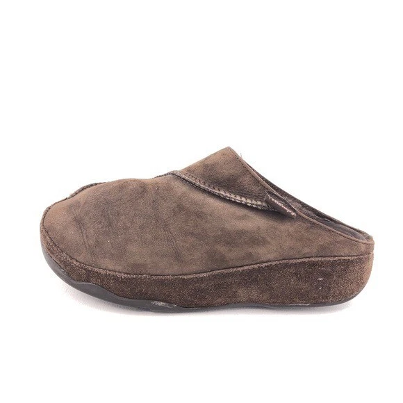 FitFlop Gogh Shearling Winter Slippers Womens Size 9 EU 41 Brown Suede Sheepskin