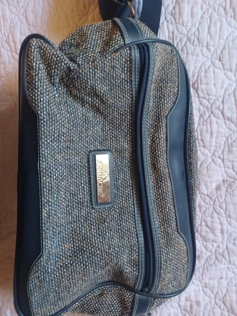 Vintage Jordache Tweed Carry On Luggage Over Night Tote Shoulder Bag Brown Beige