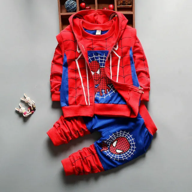 Set di abbigliamento Spiderman 3 pz bambini bambini bambini manica lunga camicia + felpa con cappuccio + pantaloni