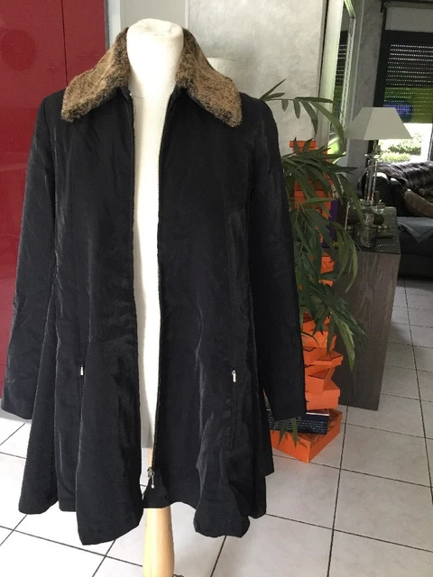 Manteau Femme Episode Col Fourrure - Laine Et Cachemire - Noir - Taille S (38) - Neuf Sans étiquette - Hiver