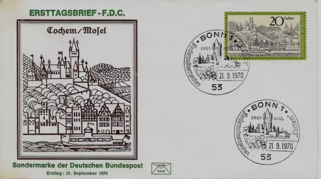 BRD FDC MiNr 649 (10) Fremdenverkehr (III): Cochem an der Mosel -Burg-Weinanbau-