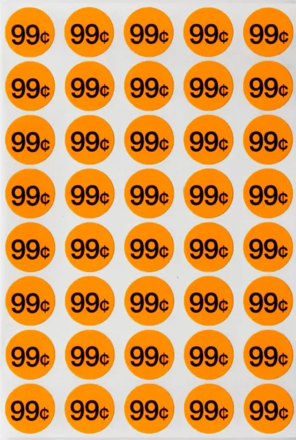 Preprinted Pricing Label ¾” 1040 Pack Neon Orange Round Dots 19 mm Price Sticker