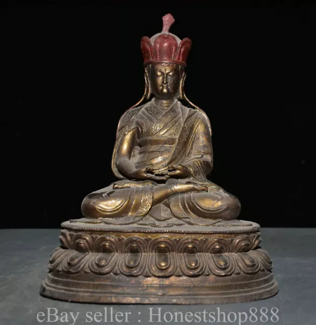 10.4" Ancient Tibet Bronze Ksitigarbha Boddhisattva Netherworld Leader Statue