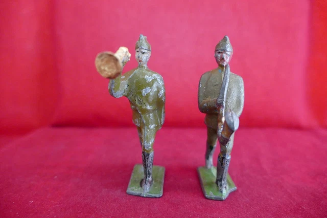 4 Soldats Musiciens Français En Plomb Creux GM - Calot - 50mm