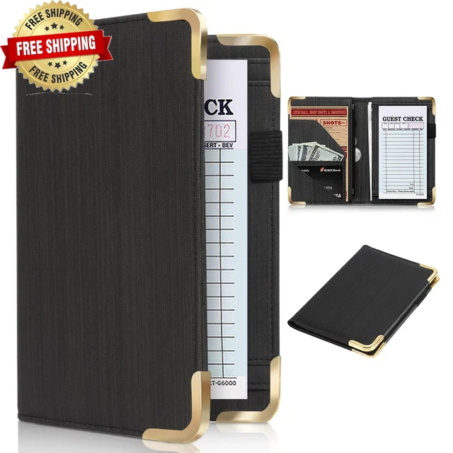 Server Book - Waitress Book Organizer with Zipper Pouch for Restaurant Waitstaff