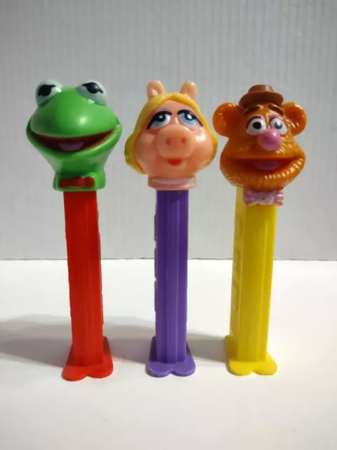 VTG Lot of Three Pez Dispensers Kermit Frog Miss Piggy Fozzie Bear Muppets '90's