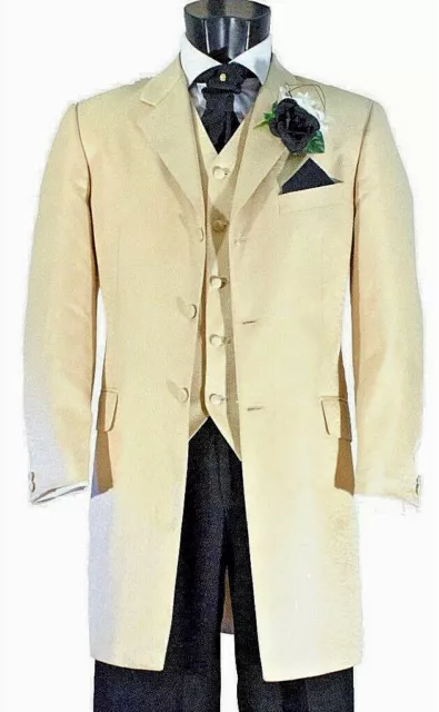 Men's Cream Gold Masterhand Prince Edward Jacket Wedding Occasion Sizes 38"-50"