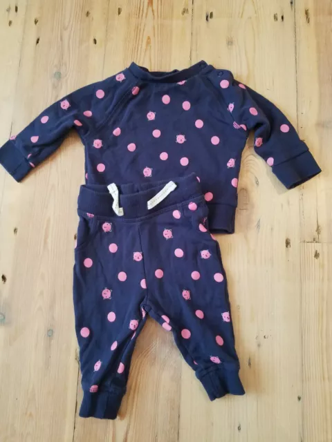 Mothercare Baby Jogging Suit 3-6 Months Navy Blue Pink Cats sweatshirt girl