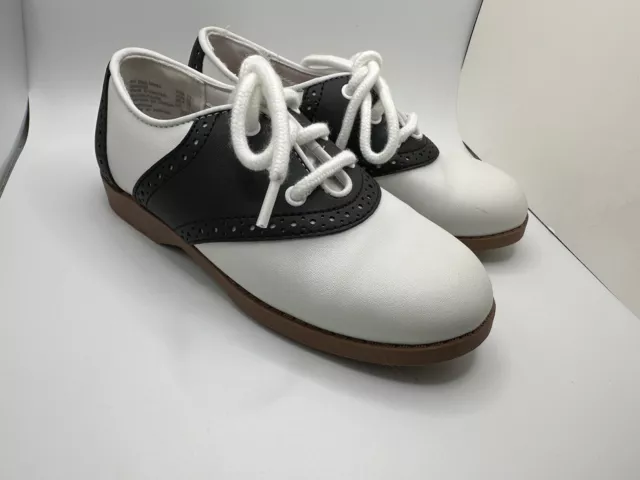 Smart Fit Black & White Lace Up Saddle Oxford School Shoes Size 12