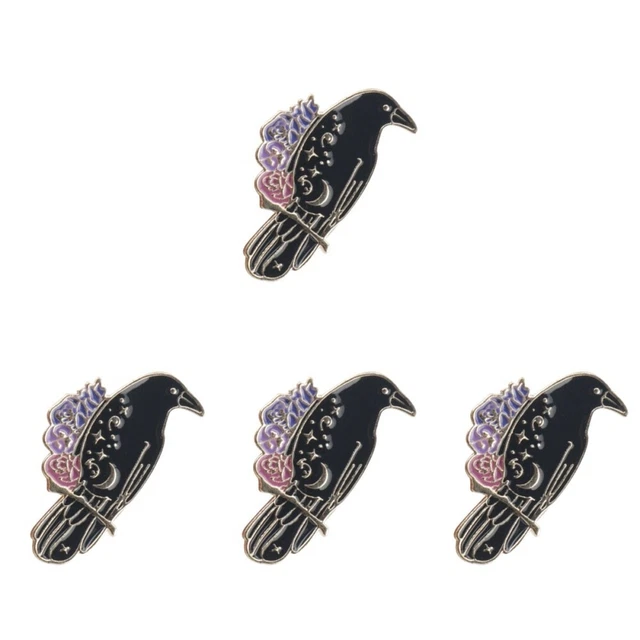 Lot De 4 épingles Vintage En Plomb – Motifs Chat, Fleur, Hibou, Femme – Unique, Collection