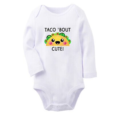 Taco' Bout Cute Funny Print Baby Bodysuits Newborn Rompers Infant Long Jumpsuits