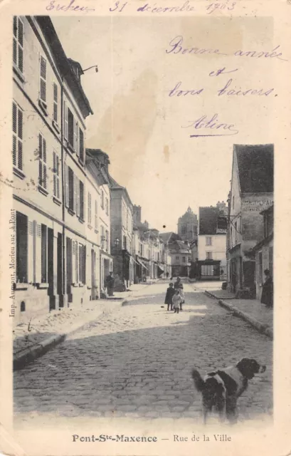 Cpa 60 Pont Sainte Maxence / Rue De La Ville