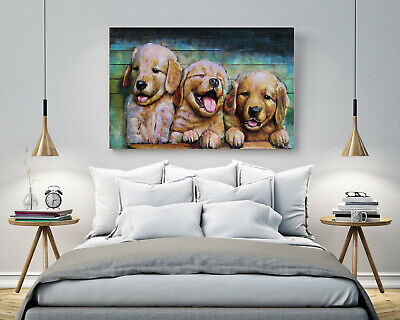 Labrador Puppies Dogs 3 Dimensional Wall Mount Painting Metal and Wood Artwork