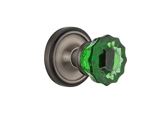 Nostalgic Warehouse 720161 Classic Rosette Passage Crystal Emerald Glass Door...
