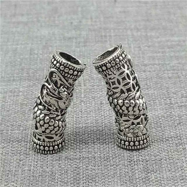 2pcs of 925 Sterling Silver Dragon Curve Tube Beads for Bracelet