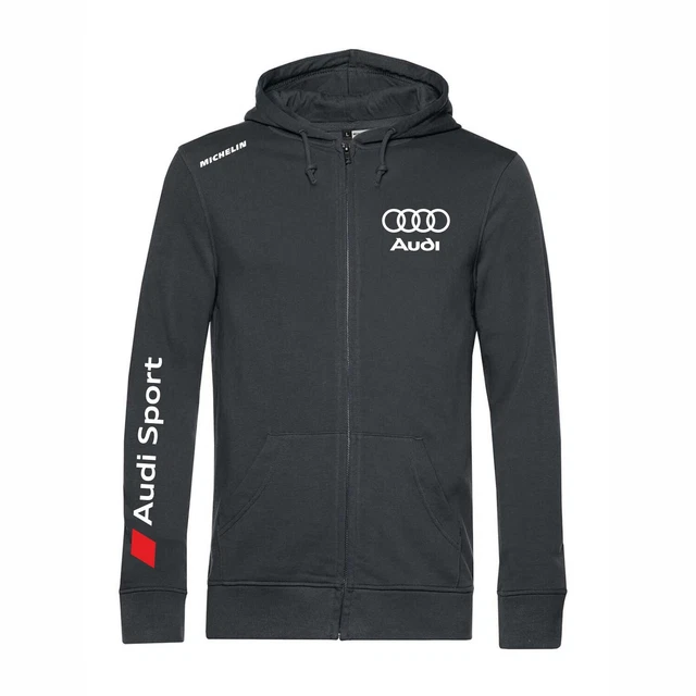 Felpa zip e cappuccio nera stampata Audi sport basic idea grafica motorsport