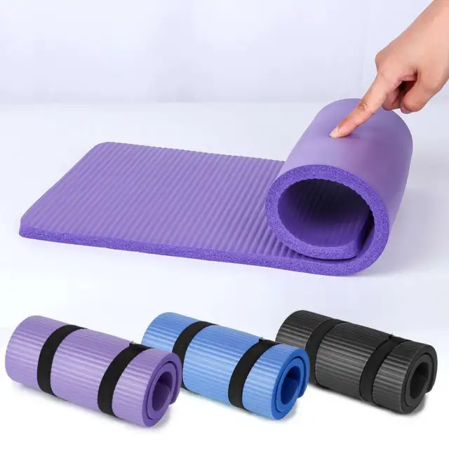 Extra Thick 15mm Yoga Mats Exercise Gym Fitness Mat Non-Slip With Carry Strap US