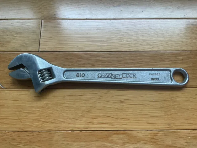 Vintage Channellock 10in Adjustable Wrench 810 Collectible Tool Mechanic USA