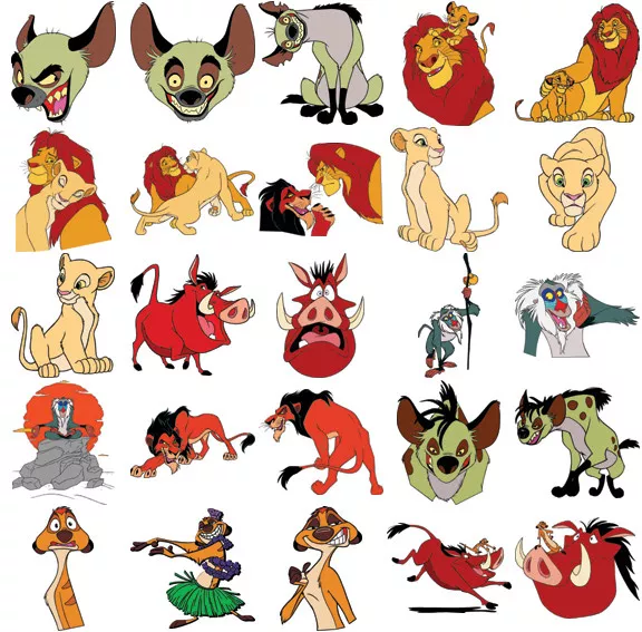 Lion King characters, iron on T shirt transfer. Choose image and size