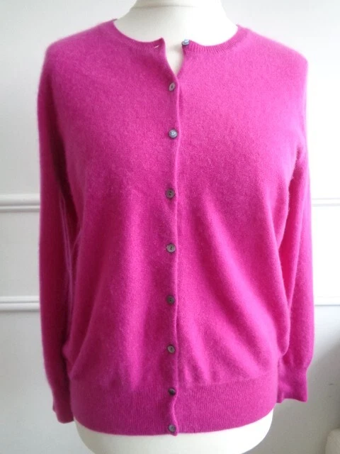 MARKS SPENCER 100 Cashmere Cardigan Fuschia Pink Size 16 32.00