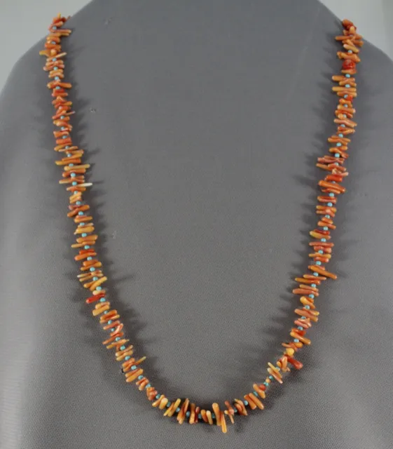 Vintage Navajo Coral Necklace  26" Long